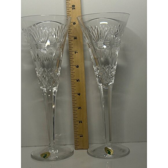 Waterford Millennium Collection Crystal Toast Wedding Flutes Vintage Set Of 2 - Picture 8 of 11